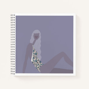 Mode-illustratie Chic Vrouw Paars Moderne Kunst Notitieboek