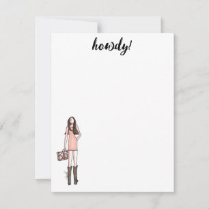 Mode illustratie cowgirl kaarten notitiekaartje