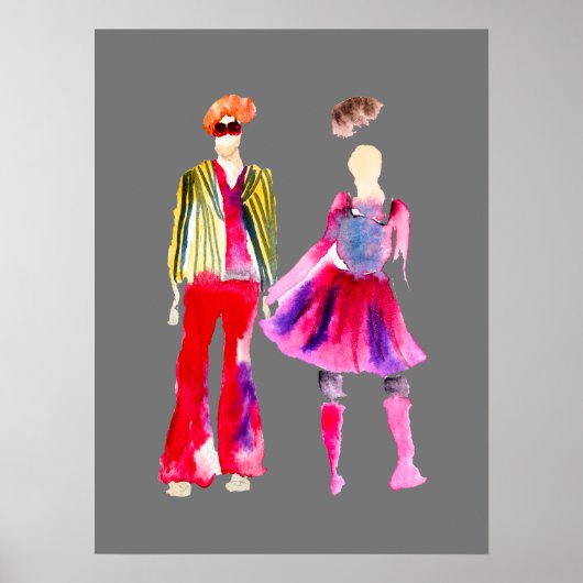 Mode illustratie figuren kunst waterverf poster (Voorkant)