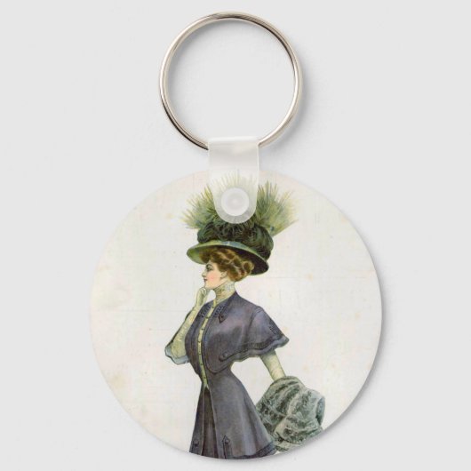  Mode Illustratie Lady Botanisch Pet Sleutelhanger (Voorkant)