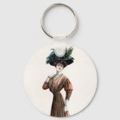 Mode Illustratie Lady Feather Pet Sleutelhanger (Achterkant)