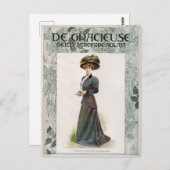 Mode Illustratie Lady Holding a Book Briefkaart (Voorkant / Achterkant)