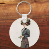  Mode Illustratie Lady Holding a Book Sleutelhanger (Achterkant)