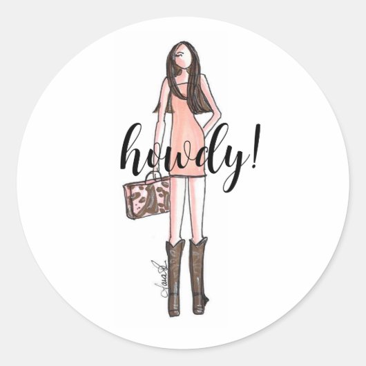 Mode illustratie stickers cowgirl (Voorkant)