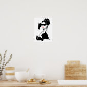 Mode illustratie vrouw met koffie poster (Keuken)