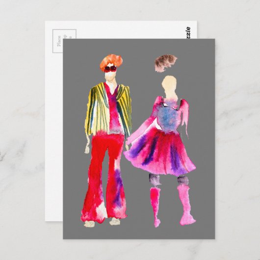 Mode illustratie waterverf boho briefkaart (Voorkant / Achterkant)