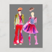 Mode illustratie waterverf boho briefkaart (Voorkant)