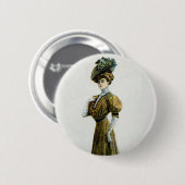 Mode illustratievrouw in Pet druiven Ronde Button 5,7 Cm (Voorkant /achterkant)