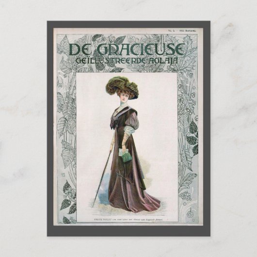  Mode illustratievrouw met suikerriet Briefkaart (Voorkant)