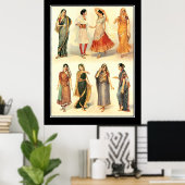 Mode India Saree Vintage Poster (Thuiskantoor)