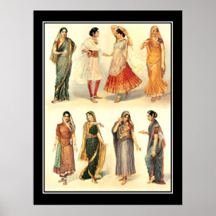 Mode India  Sari Vintage Poster