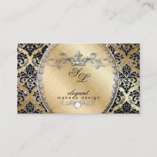 Mode Jewelry Makeup Artist Damask Crown Cool Visitekaartje (Voorkant)
