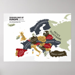 Mode Kaart van Europa Poster