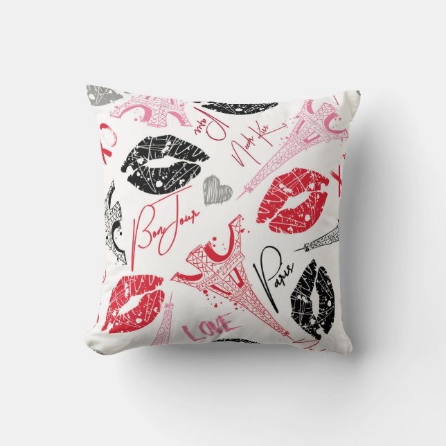 Mode, kalligrafisch Eiffeltoren patroon. Kussen (Voorkant)