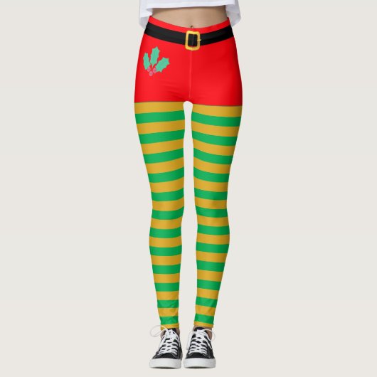 Mode Kerst Elf Gestreepte legging (Voorkant)