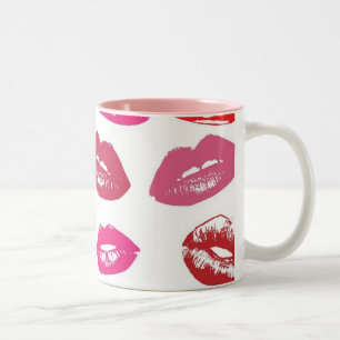 mode KISSES LIPS Glanzend rood Tweekleurige Koffiemok