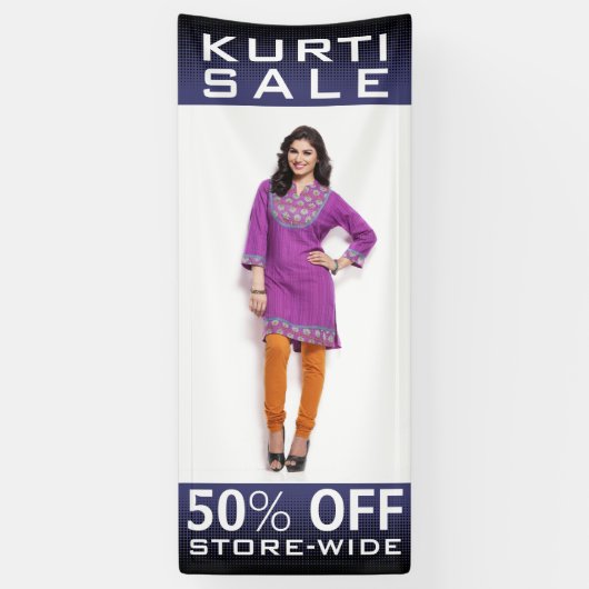 Mode Koerti - Aangepaste Indiase vrouwen Spandoek (Verticaal)