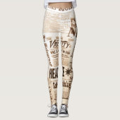 Mode  kranten afdrukken Leggings (Voorkant)