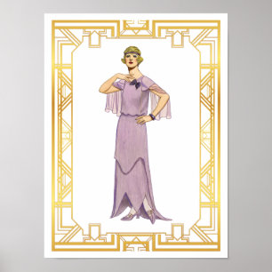  Mode Lavender Flapper Gown 1920 Poster
