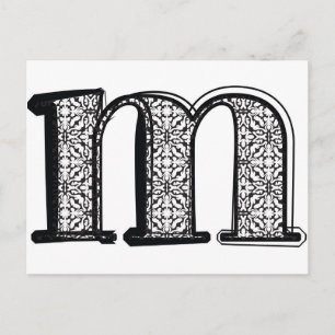 Mode lettertype, letter m briefkaart