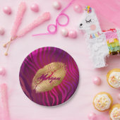 Mode Lippen Fuchsia Dierenprint Papieren Bordje (Feest)