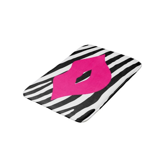 Mode lippen kus roze girale zebra glamour badmat (Gekanteld)