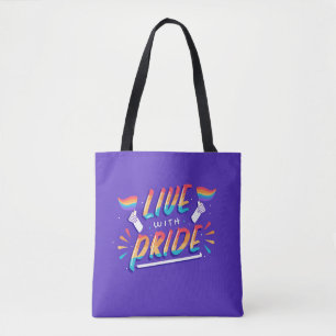 Mode Live met trots regenboogvlag gay tote Draagtas