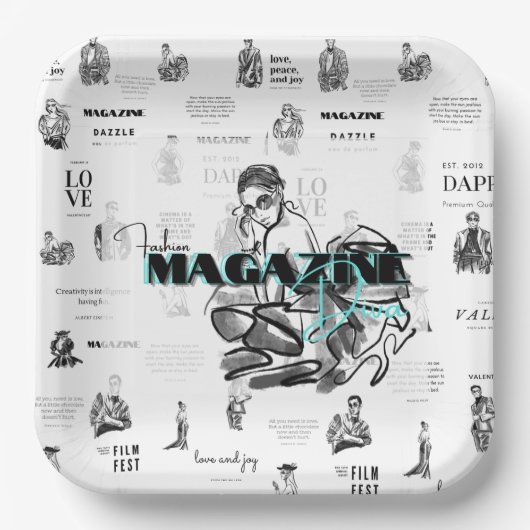 Mode magazine vrouwen papieren bordje (Voorkant)