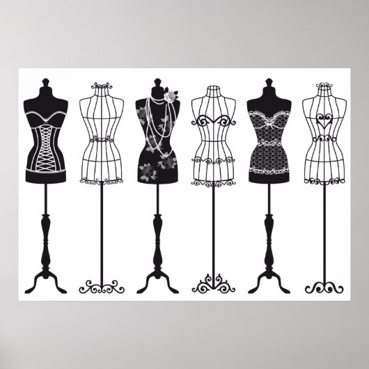  mode mannequins silhouettes poster (Voorkant)