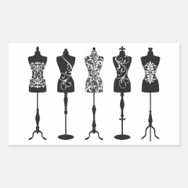  mode mannequins silhouettes rechthoekige sticker