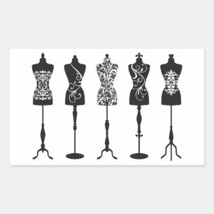  mode mannequins silhouettes rechthoekige sticker