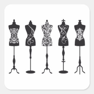  mode mannequins silhouettes vierkante sticker