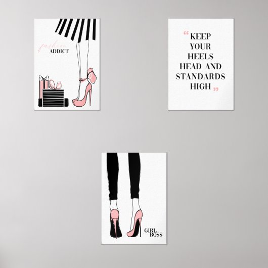 Mode Meisje Baas Set Wall Art (Voorkant)