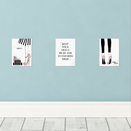 Mode Meisje Baas Set Wall Art (Houten vloer)