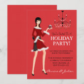 Mode Meisje Glitter Kerst Vakantie Feest Kaart (Voorkant / Achterkant)