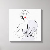 Mode meisje in gedrapeerde jurk canvas afdruk (Voorkant)