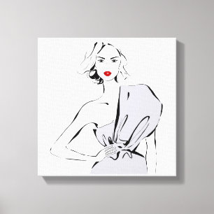 Mode meisje in gedrapeerde jurk canvas afdruk