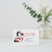 Mode Meisje in het rood Visitekaartje (Staand voorkant)