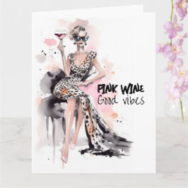 Mode meisje leopard jurk roze waterverf kaart