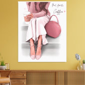 Mode meisje maar eerste koffie canvas afdruk (Insitu (Woonkamer))