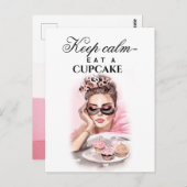 Mode meisje met cupcakes briefkaart (Voorkant / Achterkant)
