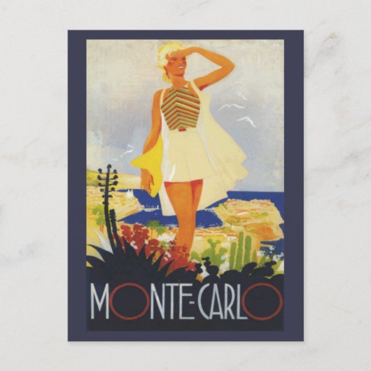 Mode Meisje Monte Carlo Strand Reizen Feestdagenkaart (Voorkant)
