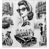  Mode Meisje Tekening Douchegordijn (Voorkant)