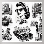  Mode Meisje Tekening Poster (Voorkant)