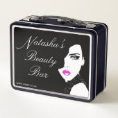 Mode Meisje Zwart Roze Schoonheidsbar Metaal Box (Achterkant)