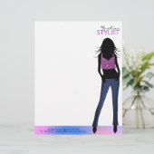 Mode Meisjes in Blue Jeans Letterhead Sjabloon Custom Briefhoofd (Staand voorkant)