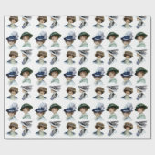  Mode meisjes in Edwardiaanse Petten Cadeaupapier (Vlak)