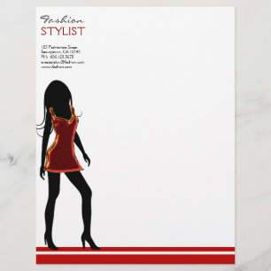 Mode Meisjes in Rode Jurk Letterhoofd Sjabloon Persoonlijk Briefhoofd