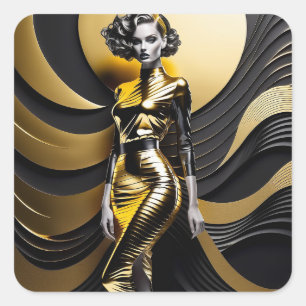 Mode minimalistische kunststijl gaat over strakke  vierkante sticker