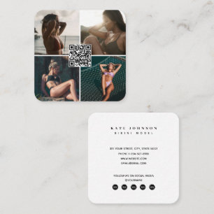 Mode Model Foto's QR Code Social Media Icons Vierkante Visitekaartje